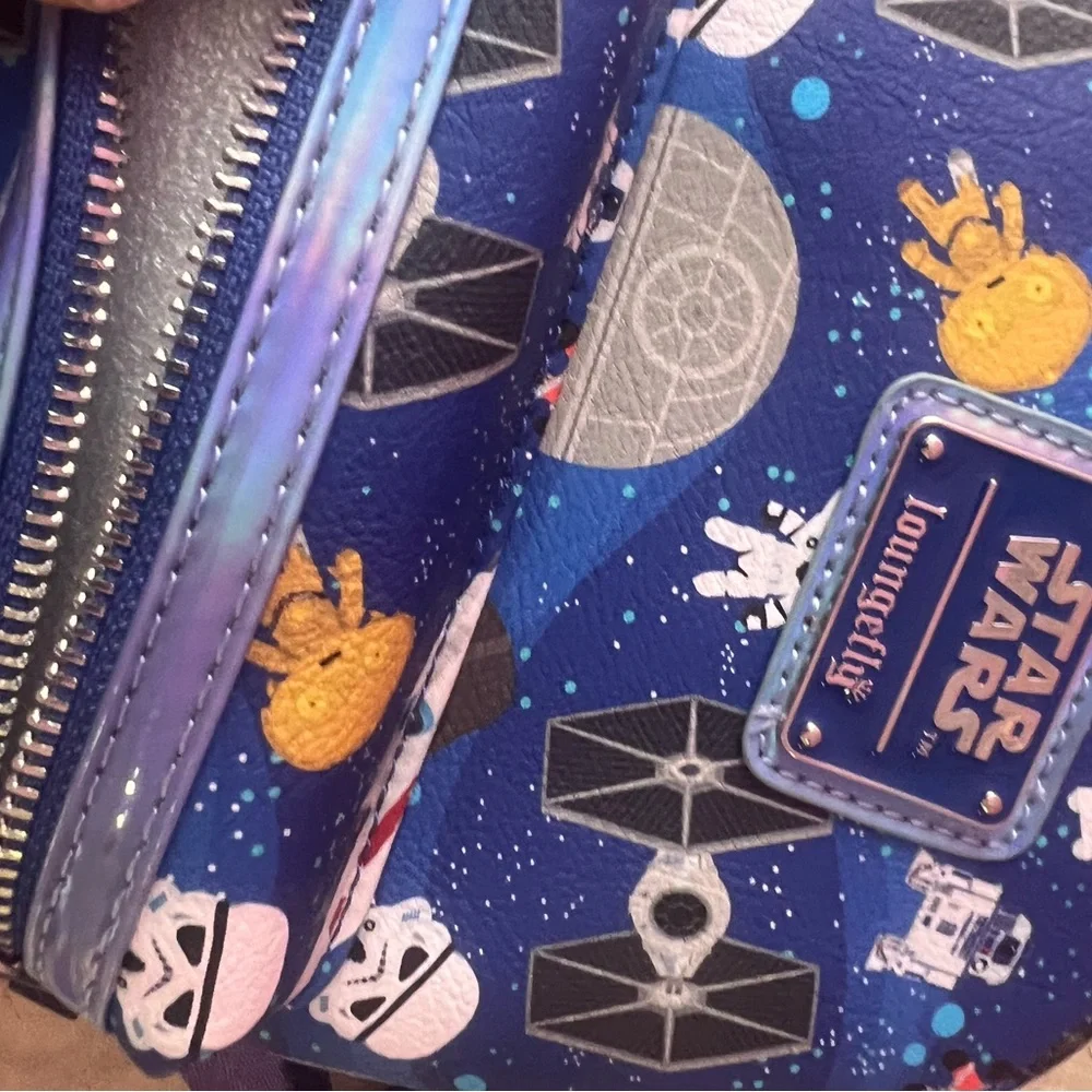 Star Wars Loungefly Chibi AOP Mini Backpack Death Star Disney Parks NWT